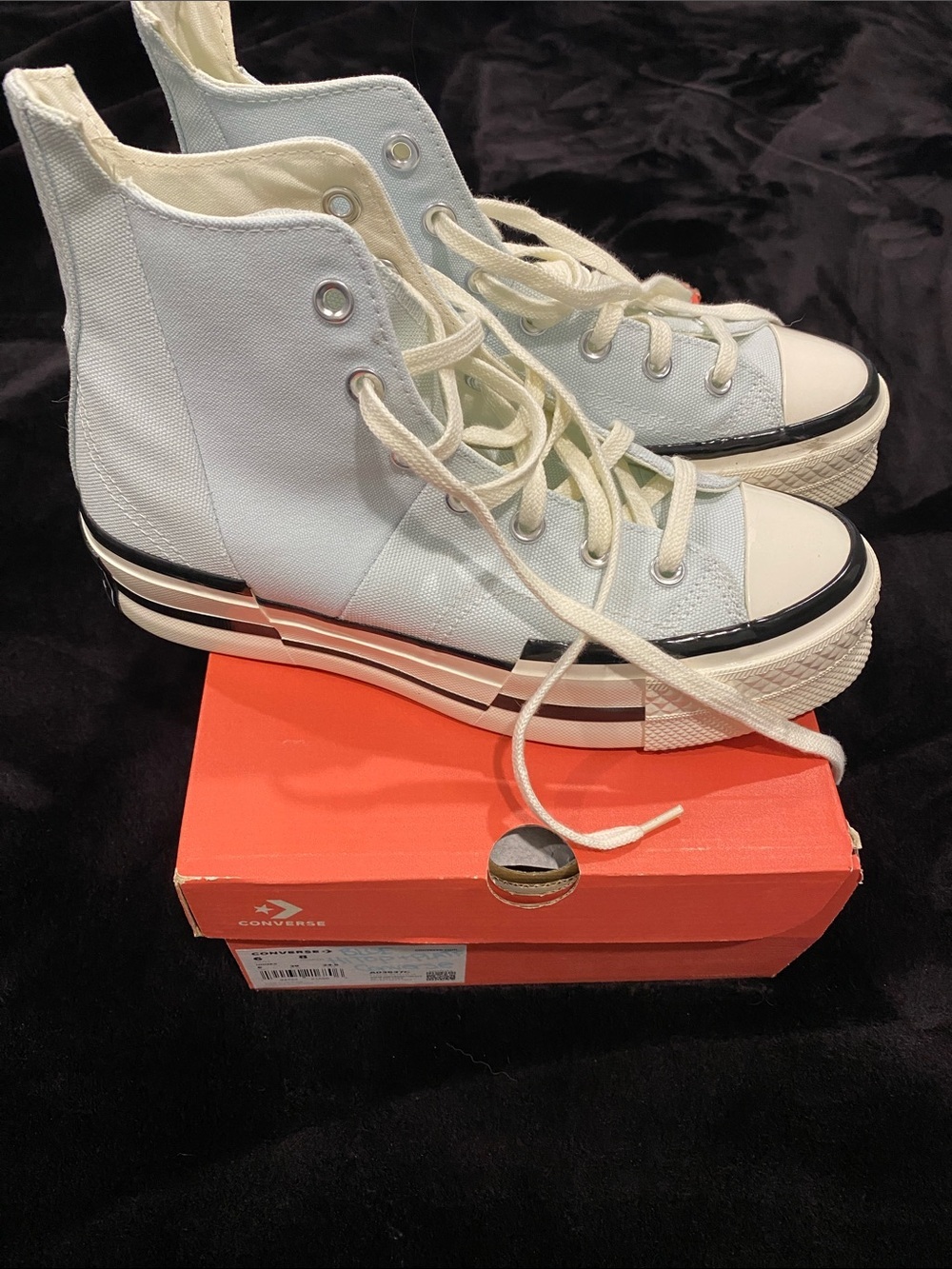 Converse High Top Sneakers in Light Blue and Cream